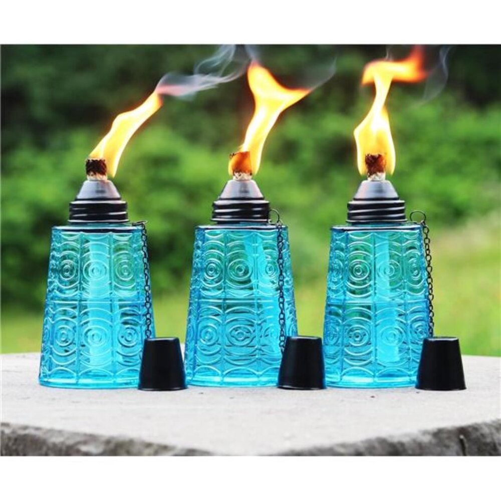 Citronella Table Top Torches for Outdoor Patio, 16oz Decorative Glass Torch